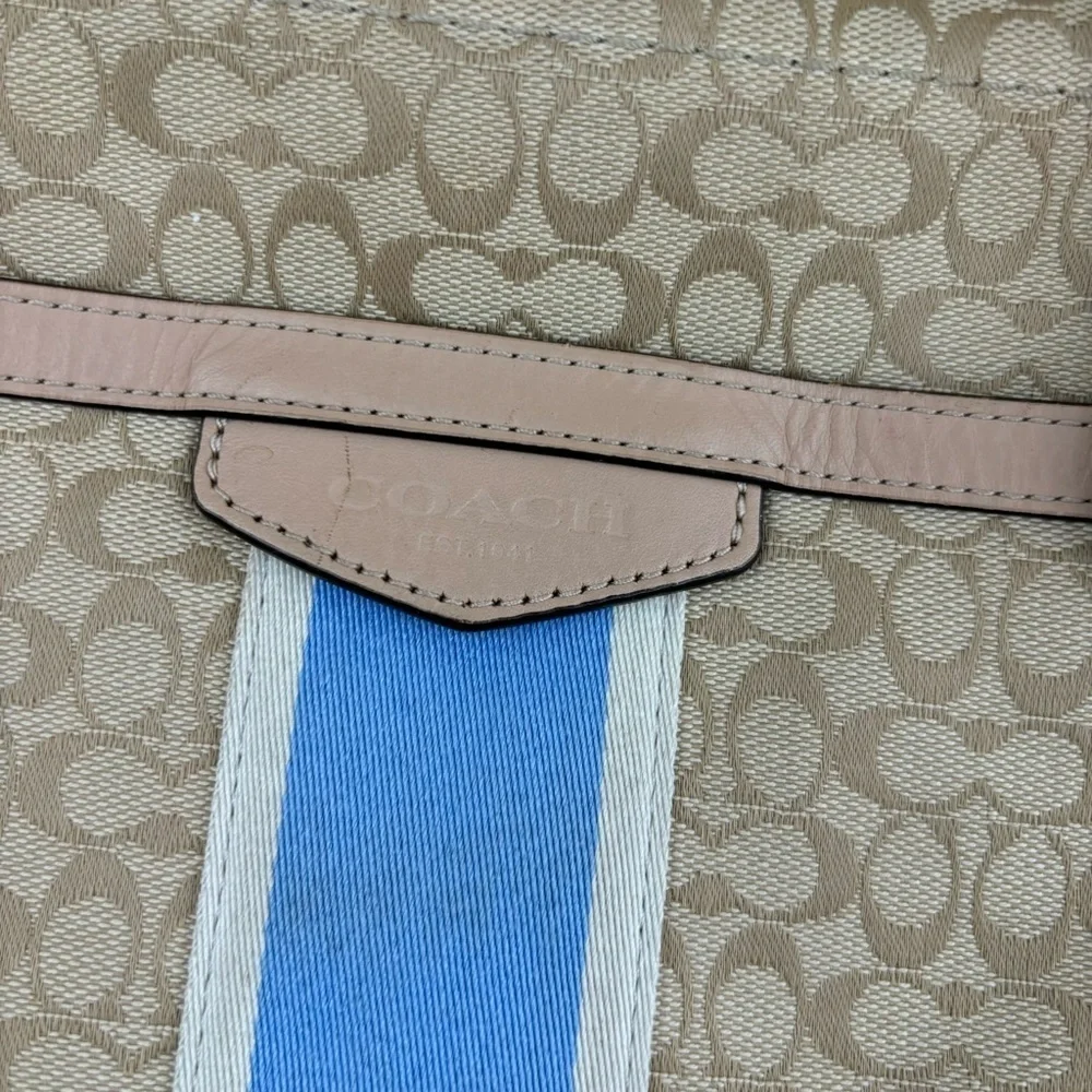 COACH SIGNATURE STRIPE TOTE SHOULDER BAG - Picture 3 of 9